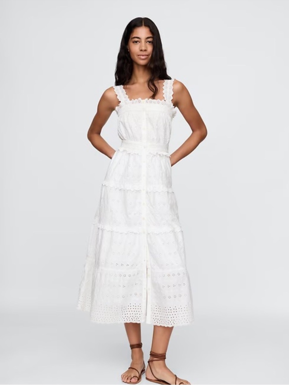 White Eyelet Gap X Doen Midi Dress size M NWT